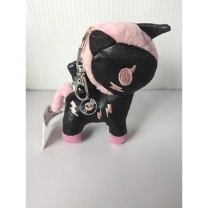 TokiDoki Unicorno Unicorn Figure DJ Sparkle Black & Pink Plush Keychain Anime